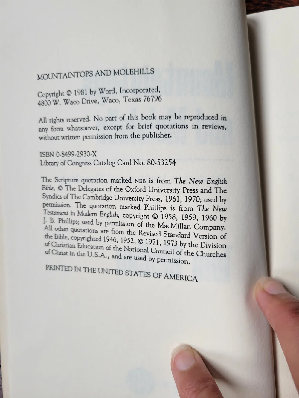 Mountaintops and Molehills: Essays in Haphazard Theology 1981 Mullen Paperback